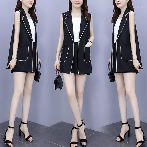 

women's tracksuits plus size suit casual fashion vest jacket two-piece summer shorts elegant ol ensemble femme survetement, Gray