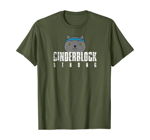 

Cinderblock Strong Cat Motivational Exercise Gym Distressed T-Shirt, Mainly pictures