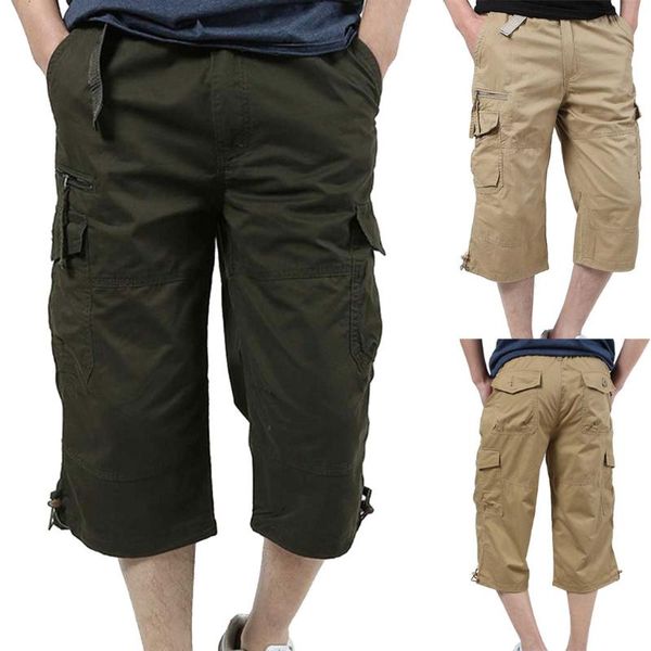 

shorts men style cotton multi-pocket overalls fashion pant clothing pantalones cortos hombre short homme men's, White;black