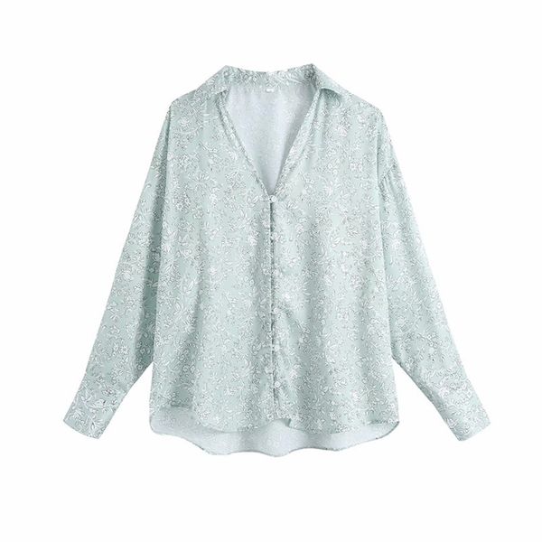 

oversize women v neck blouse spring-autumn fashion ladies high street casual loose shirt female printed 210515, White