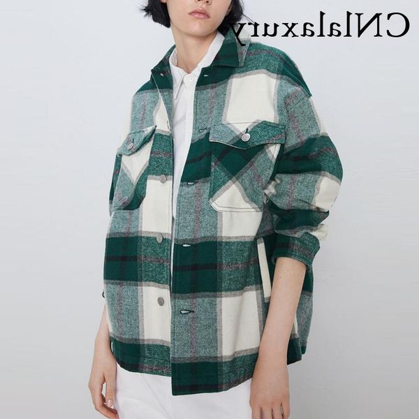 

women's jackets pockets vintage stylish oversized plaid jacket coat women 2021 fashion lapel collar long sleeve loose outerwear chic, Black;brown