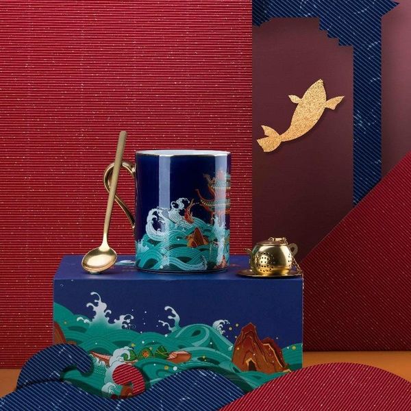 

mugs jingdezhen ceramic mug chinese style retro gilt porcelain tea cup gift box