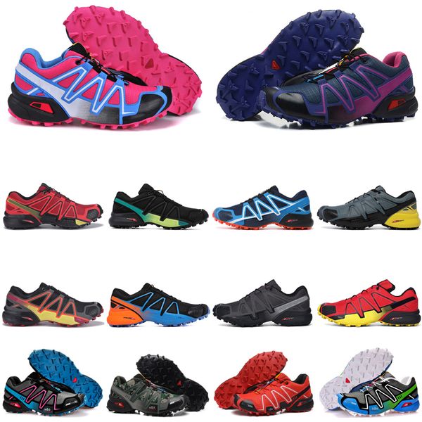 

r speed cross 4 outdoor mens running shoes speedcross runner iv triple black pink #48 trainers men sports sneakers chaussures zapatos joggin