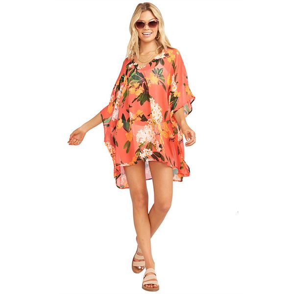 

blouses & shirts summer women's casual blouse shirt chiffon print v-neck half sleeve lady's fashion women loose blusas, White