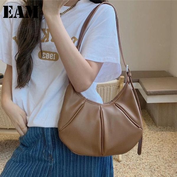 

evening bags [eam] women retro large capacity pu leather flap personality all-match crossbody shoulder bag fashion tide 2021 18a3098