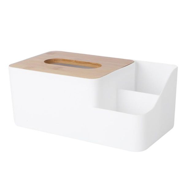 

bamboo lid multi-grid tissue box home multi-purpose storage case boxes & napkins