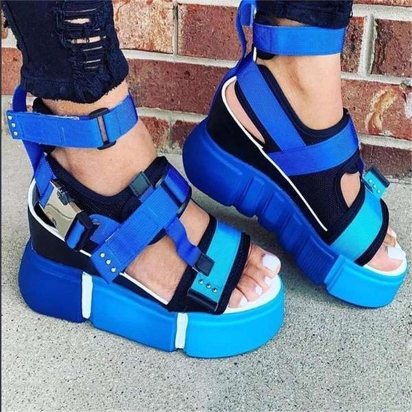 

35-43 large casual women's sandals summer high-heeled flat bottom fish mouth buckle, Black