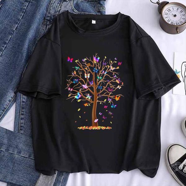 

butterfly tree funny and mens t shirts women black casual kawaii hipster tumblr tees female harajuku girl clothes,drop ship, White;black