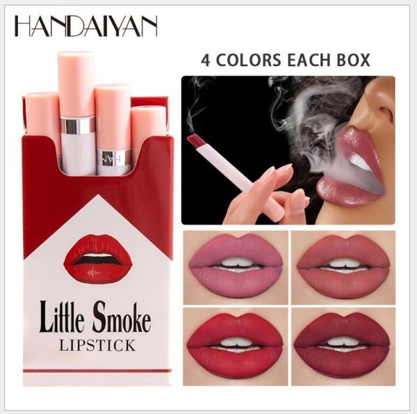 

4 colors/set smoke tube lipstick set waterproof matte, little velvet lipsticks