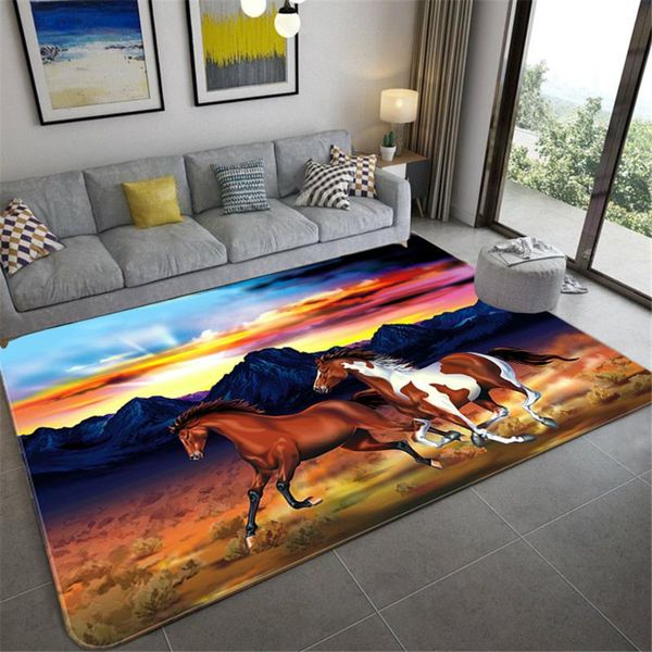 

horse pattern large 3d mat for living room animal printed area rug bedroom sponge bedside entrance door carpet washable carpets