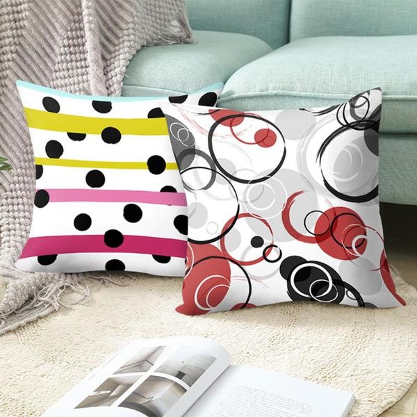 

pillow case 4pcs circle wave triangle stripe pattern cover removable breathable cushion home decoration