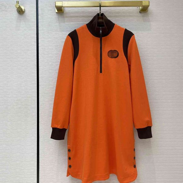 

dress high street fashion sports style embroidery sticker orange loose contrast stitching age reducing for women, White;black