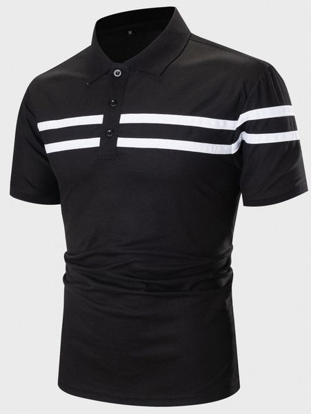 

men striped print polo shirt w9ca#, White;black