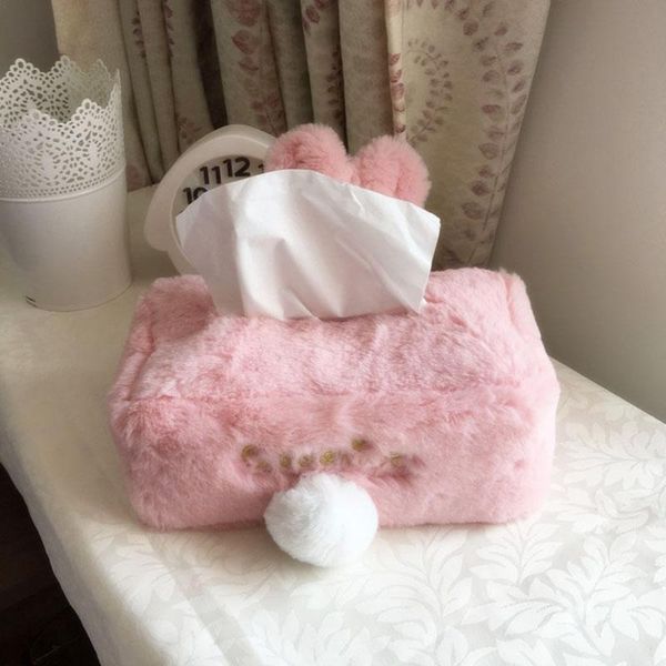 

tissue boxes & napkins plush cover with ears cute for home car living room box