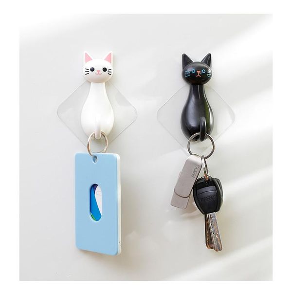 

hooks & rails 2 pcs/set cat-shape strong self adhesive door wall hangers suction heavy load rack cup sucker for kitchen bathroom