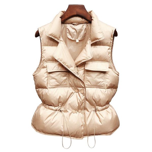 

women's vests vest light down jacket short windproof warm white sleeveless, Black;white