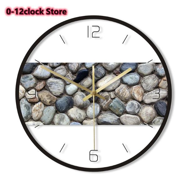 

wall clocks coastal beach clock grey river rock stone pebble home decor hanging non-ticking quiet sweep quartz watch reloj pared modern