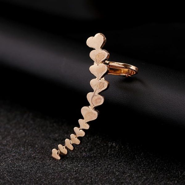 

clip-on & screw back fashion women stud jewelry connected heart ear cuff gold silver plated earcuffs zinc alloy friend party gift clip earri