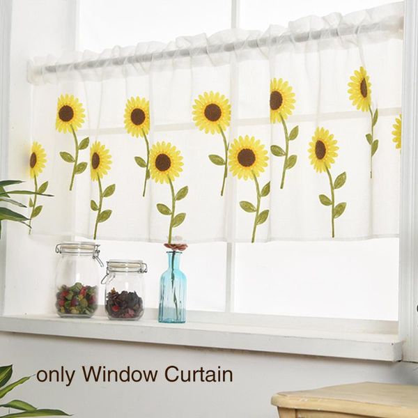 

daisy embroidery window curtain el bedroom thin office vertical balcony hanging pastoral style simple home decor living room & drapes