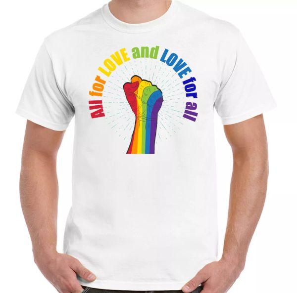 

lgbt gay pride t shirt all for love peace equality lesbian lgbtqi, White;black