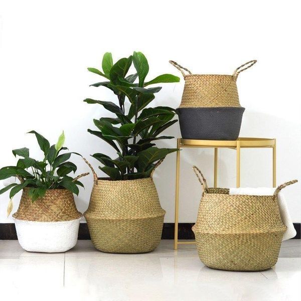 

storage baskets handmade woven flower pot sundries organizer picnic basket seagrass nordic hanging laundry hamper