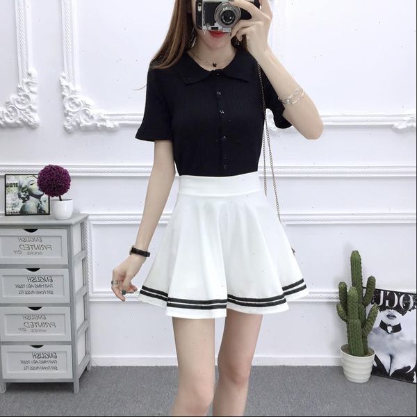 

summer style girl korean women skirt faldas anti emptied saia skater pleated mini tutu, Black