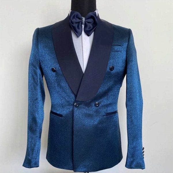 

men's suits & blazers 2021 shiny blue men's suits homme 2-for-one graduation party groom's tuxedo fine suit -jacket -pants 13, White;black
