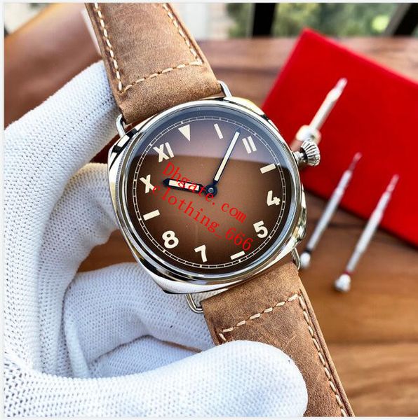 

luxury watch men california 47mm p 00931 black leather strap automatic movement fashion men's watchs wristwatches, Slivery;brown