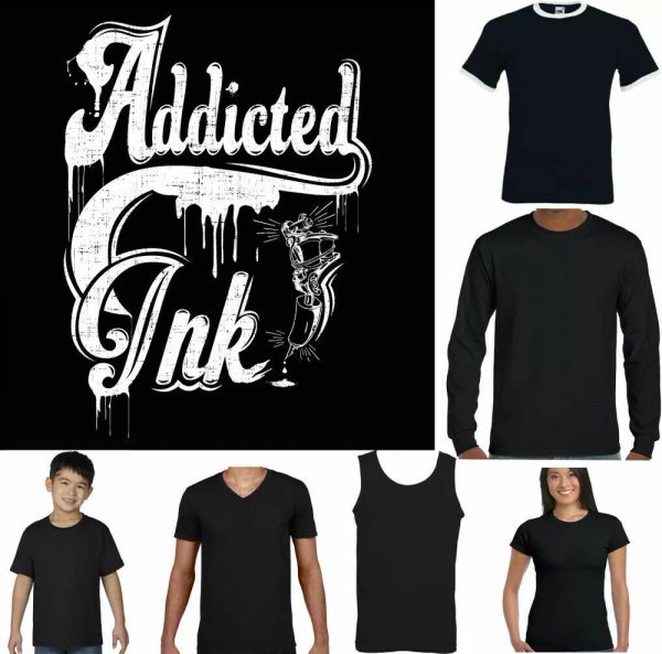 

tattoo t-shirt mens funny addicted ink tattoo tribal, White;black
