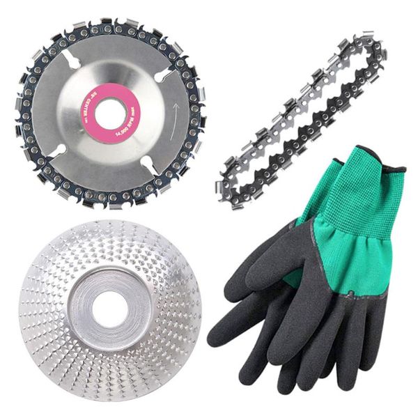 

professional hand tool sets 4/1pcs grinder chain disc set wood grinding wheel 22mm fine cut shaping for angle woodworking polishing cutting