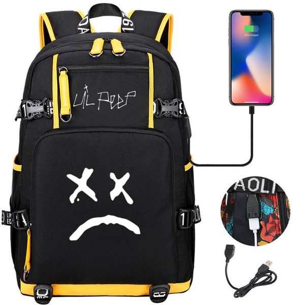 

backpack lil peep women men multifunction waterproof usb charging lapschool travel bags for boys girls