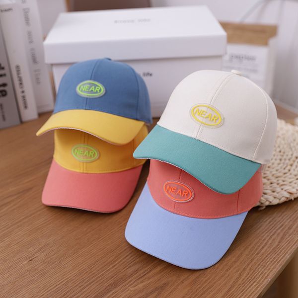 

2021 spring new children's color matching baseball cap simple sunscreen boys and girls baby sun hat, Blue;gray