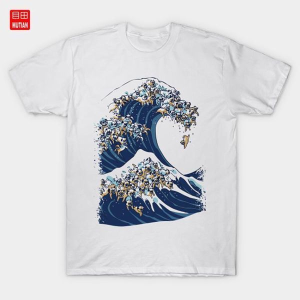

men's t-shirts the great of pug t-shirt hokusai dog pugs pug1 men's, White;black