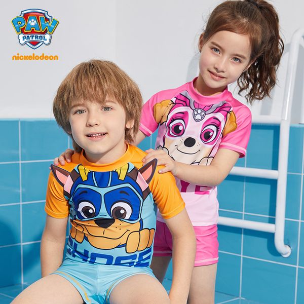 

children's split wangwang team 2021 short sleeve shorts swimsuit bathing in better spring, White;black