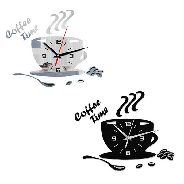 

frameless wall clock diy decoration coffee cup for bedroom living room home decor clocks