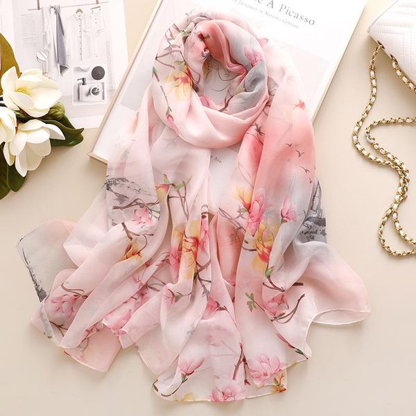 

scarves lady style silk scarf shawls and wraps women winter thin neck large long pashmina femme hijab beach towel, Blue;gray