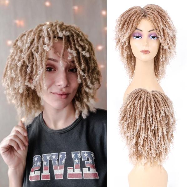 

synthetic wigs 6 inch short dreadlock wig braided twist for women honey blonde ombre black brown curly cosplay