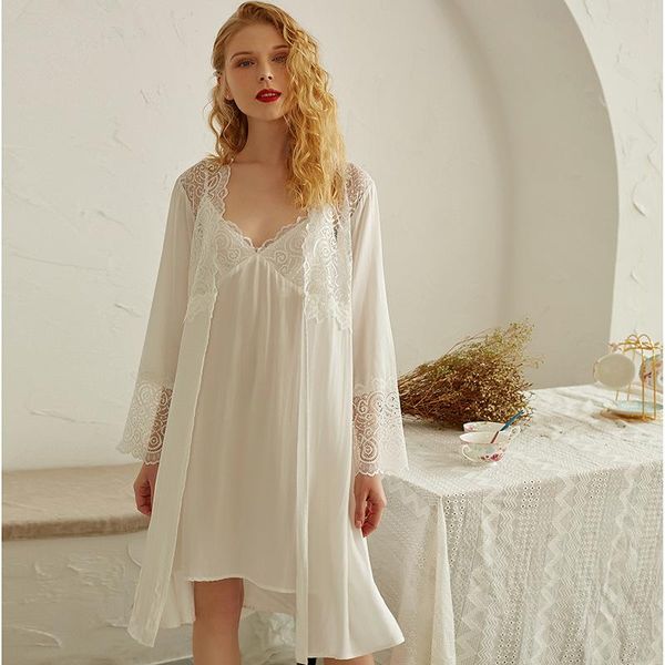 

women's sleepwear white lace robe lounge set women fairy peignoir nightdress negligee princess female vintage night gown and sets, Black;red