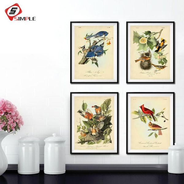 

paintings audubon bird posters andprints birds of america wall art botanical cardinal blue jay robin oriole pictures gift for nature lover