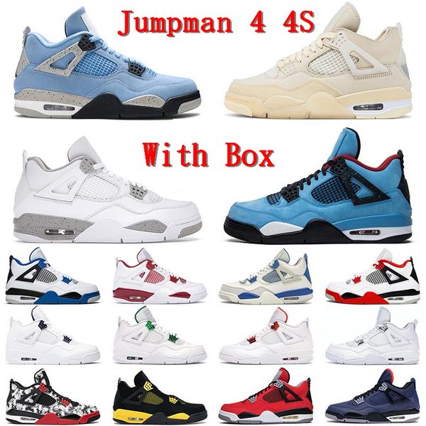 

designer sport shoes aj4 men women basketball jordan4s new jumpman sneakers size 12 black cat fire red bred iv cactus jack trainers36-45
