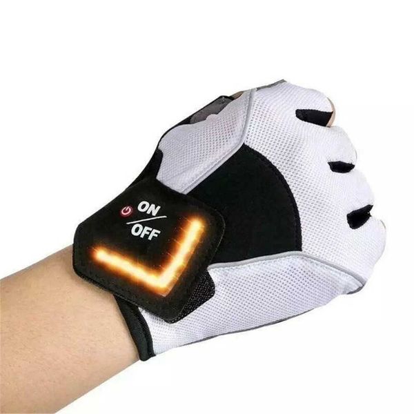 Ho Intelligente LED-Blinker-Warnleuchte Outdoor-Reithandschuhe Männer Frauen Fahrrad Radfahren Outfit Handschuhe für Rennrad DO2 H1022