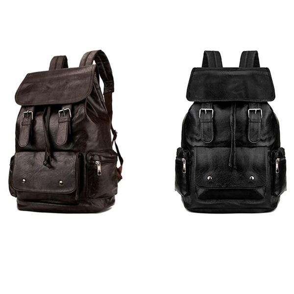 

backpack men's solid large capacity travel pu bag school student