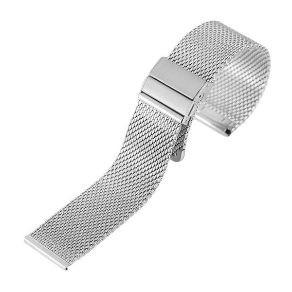 

watch bands silver/black/rose gold 18/20/22mm mesh stainless steel deployment buckle straps replacements band, Black;brown