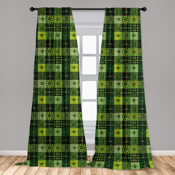 

curtain & drapes irish window curtains patchwork style st. patrick's day themed celtic quilt cultural checkered clovers with rod pocket