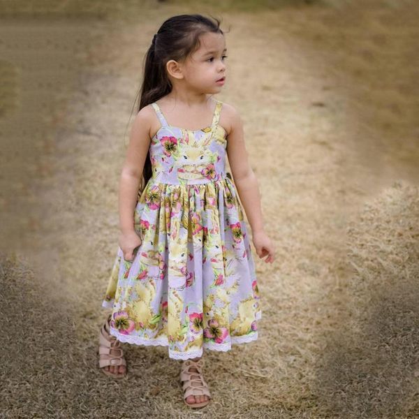 

girl's dresses baby girl dress born princess summer toddler girls easter cartoon printed suspender #40, Red;yellow