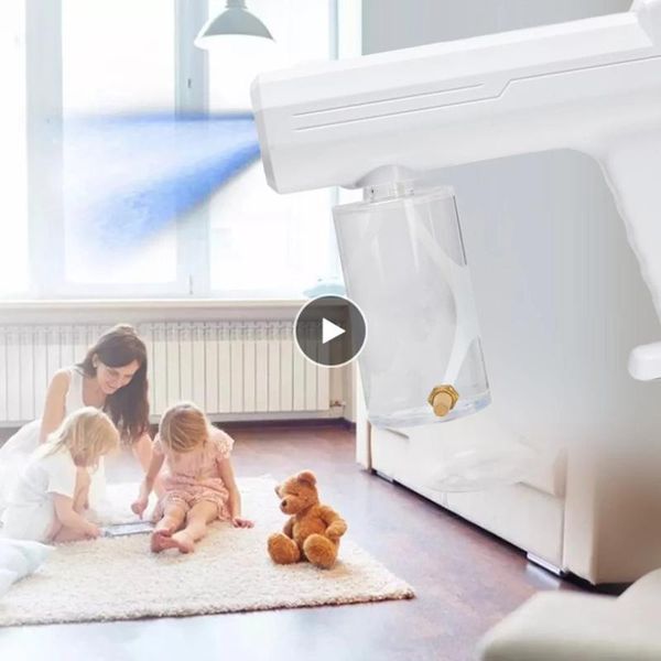 

touch screen type detachable battery atomizing disinfection gun handheld blue light home sprayers watering equipments