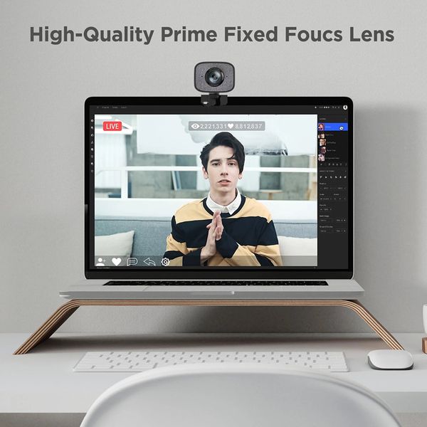 

60fps 1080p webcam pc papalook pa930 2k hdr streaming live web camera with dual stereo mic 90degree angle for obs/skype/zoom