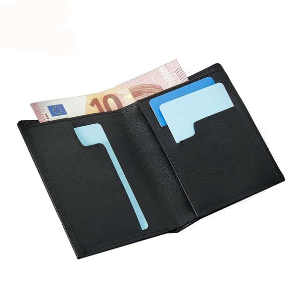 

the wallet men's short leather rfid wallet ultra thin wallet, Black
