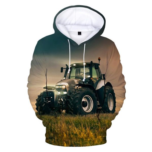 

men's hoodies & sweatshirts 2021 children tractor pattern 3d car harajuku streetwear funny hooded boys/giels casual, Black