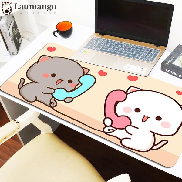 

mouse pads & wrist rests computer mousepad xxl peach mochi cat pad kawaii mat gaming pc mats big desk carpet diy notbook mausepad deskpad
